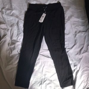 Eileen Fisher silk georgette crepe black ankle pant with drawstrings size small